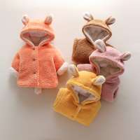 Zhejiang Factory Ready Goods Toddler Baby Girls Boys Fleece Hoodie Jacket Coat Winter Warm Buttons Cardigan with Ears