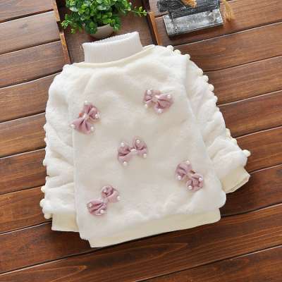 custom cheap fall winter children's girls' kids baby fashion knit rabbit wool bowknot sweaters clothes